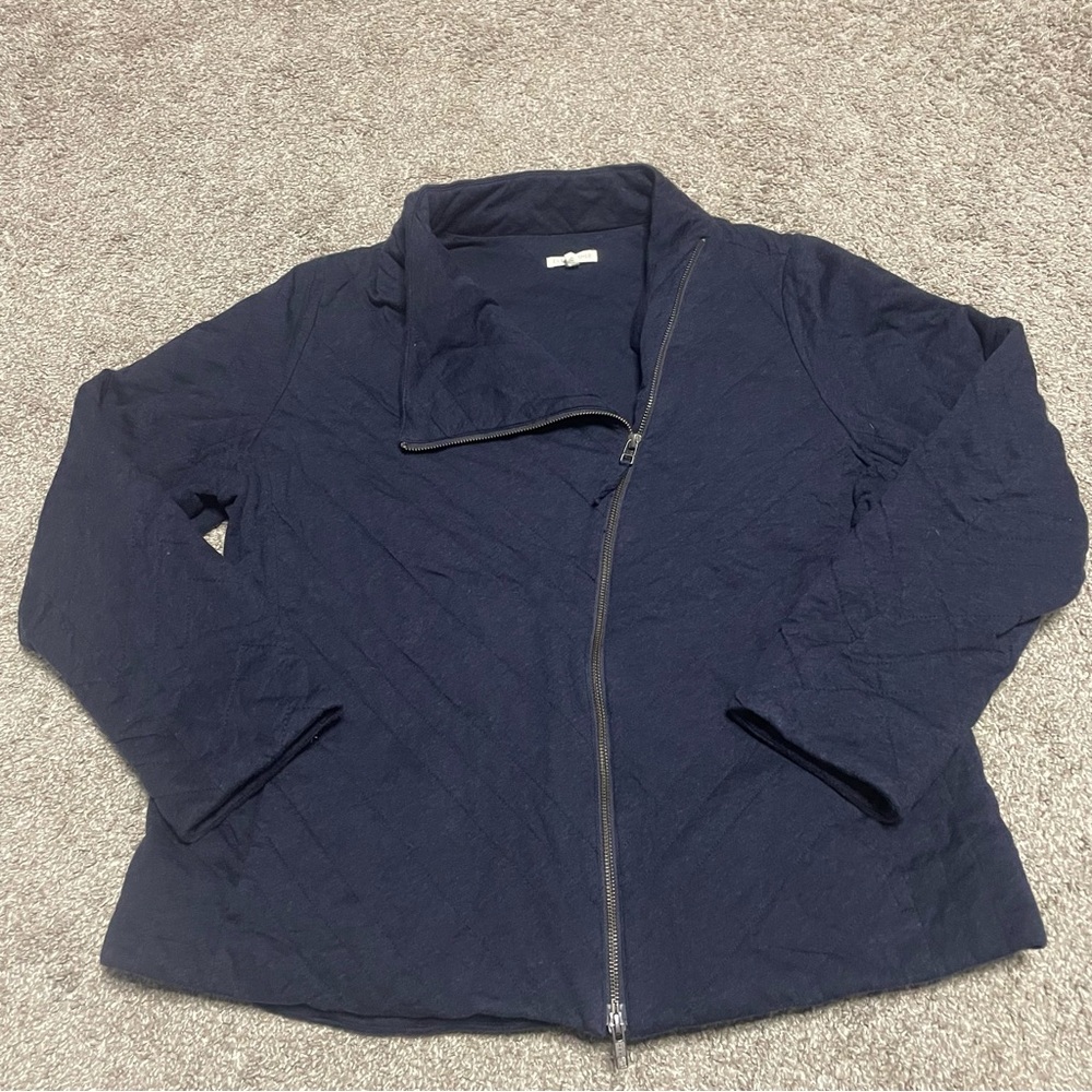 Women’s Eileen Fisher Asymmetrical Quilted Cotton Moto Jacket Size XL